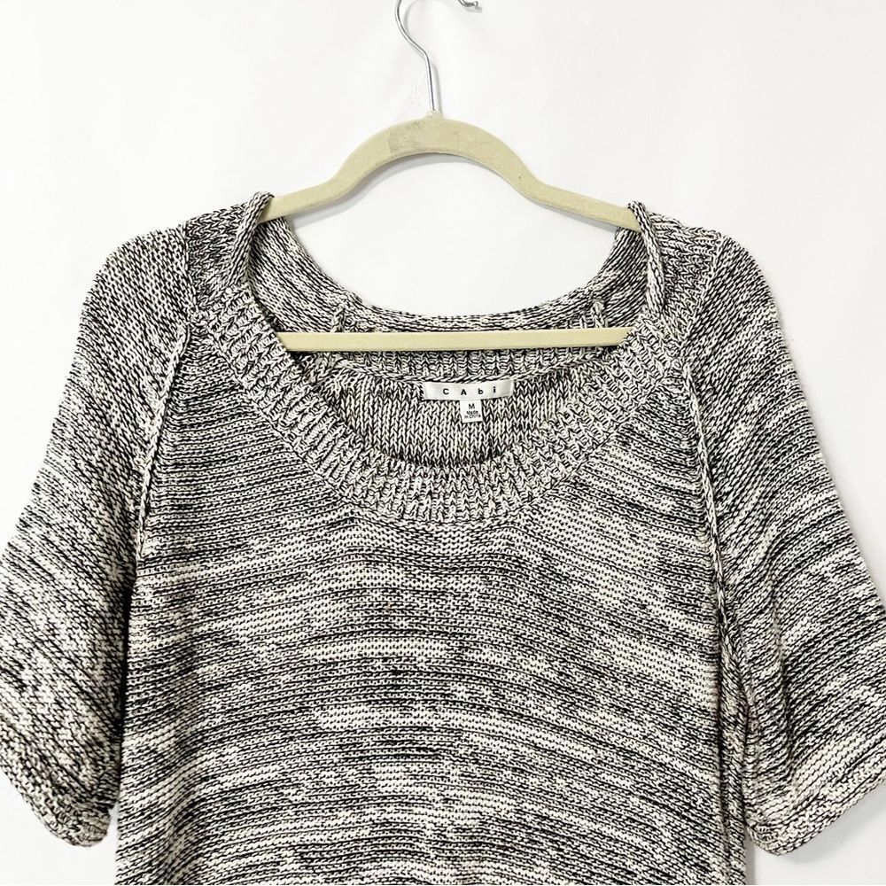 Cabi #973 Marled Black & White Heater Short Sleeve Tunic Sweater Size M - Picture 4 of 7